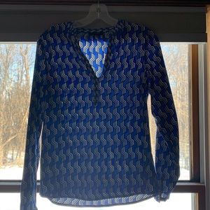 The Limited blue geometric-pattern blouse